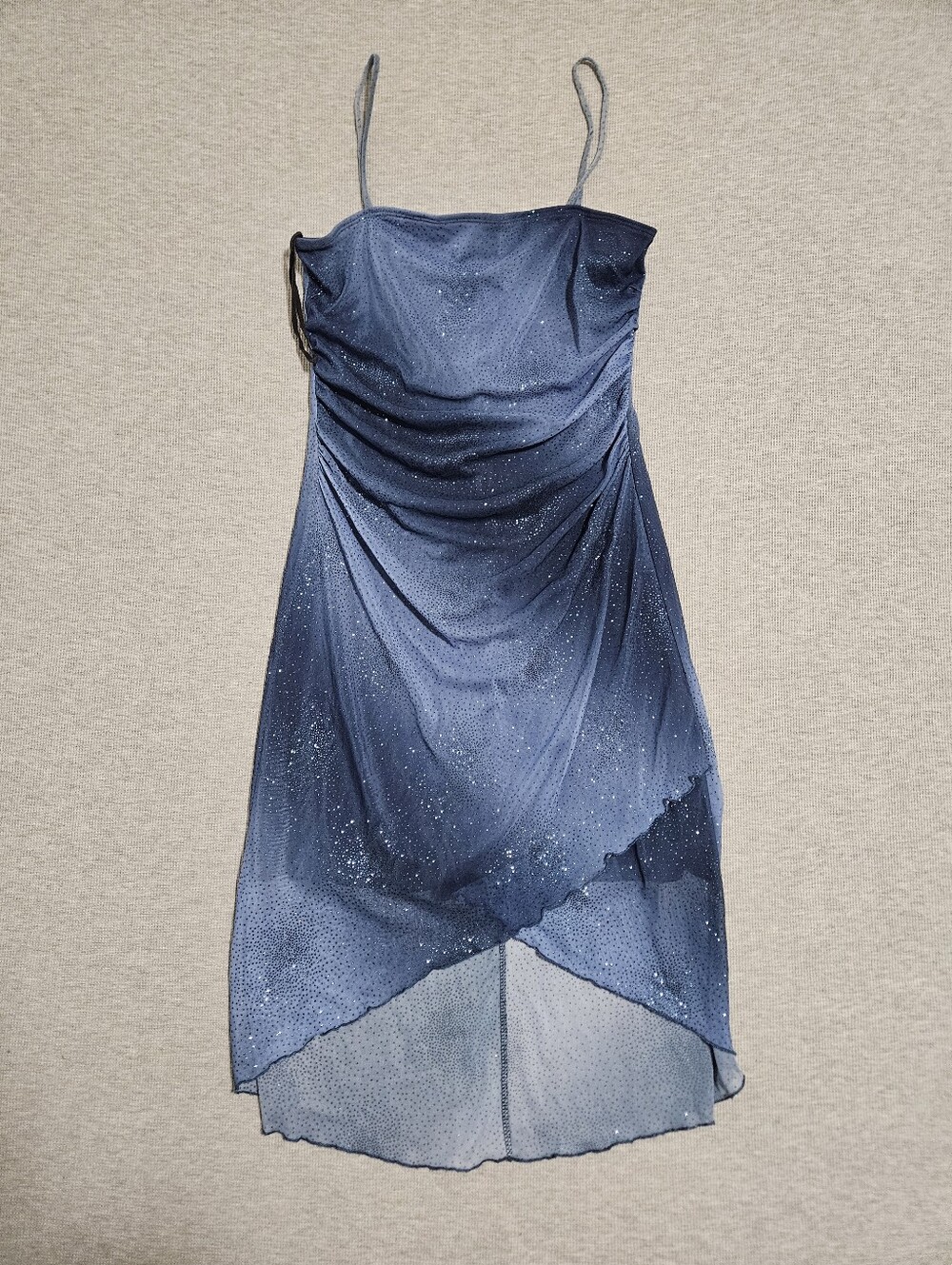 VintageTaboo blue fairy mini dress with silver sequins asymmetrical hem Large